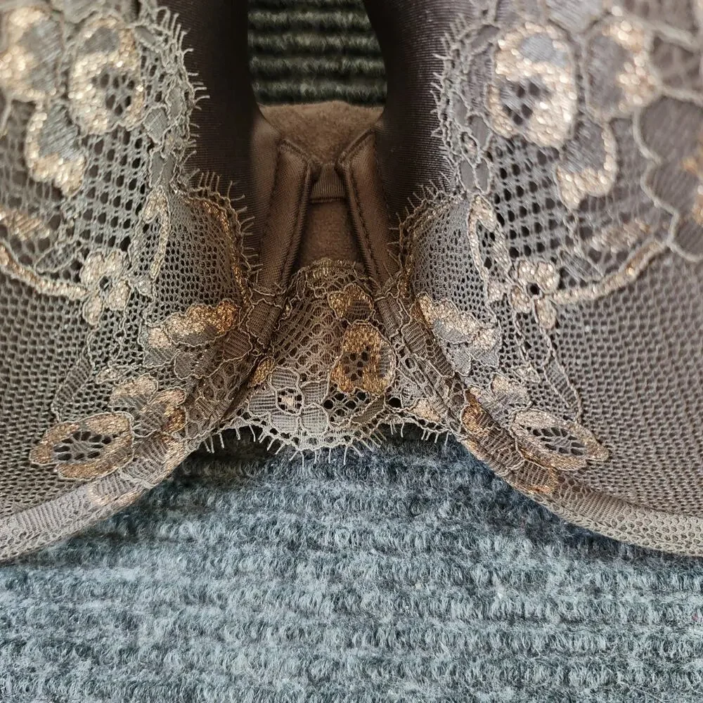 Ambrielle Women's 40D Lightly Lined Full Figure Underwire Iron Grey Lace Bra